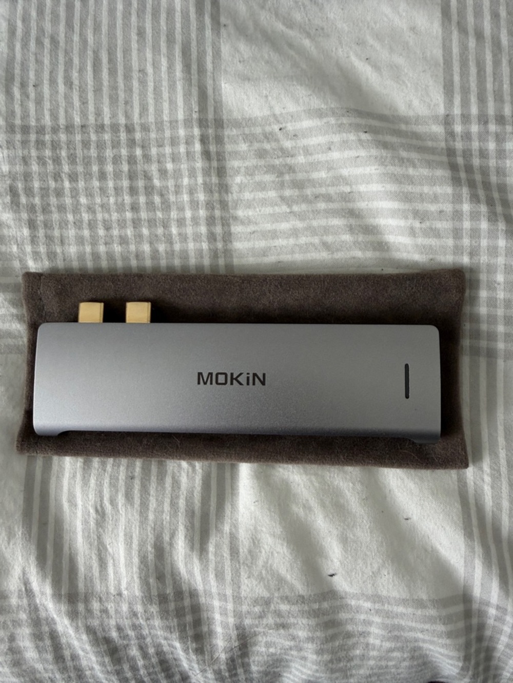 Silver USB-C Hub Adapter with HDMI and USB Ports